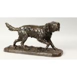 AFTER P.J. MENE(1810 - 1879) FRENCH A BRONZE DOG, 13ins long.