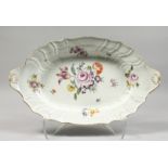 A VERY GOOD LARGE MEISSEN OVAL DISH painted with flowers. Cross sword mark in blue 18ins long.