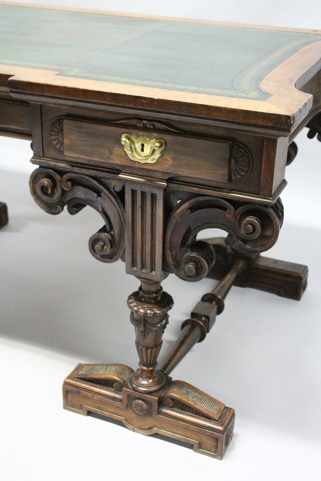 A VICTORIAN WALNUT DESK by MORANT, BOYD & BLANDFORD, 91 NEW BOND ST., the rectangular top of - Image 3 of 11