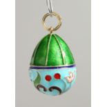 A RUSSIAN SILVER ENAMEL EGG PENDANT.