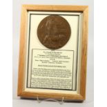 A FRAMED AND GLAZED WW1 BRONZE MEMORIAL DEATH PLAQUE or "Dead Man's Penny" 14471. Private Charles