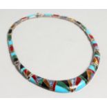 A DECO DESIGN SILVER AND ENAMEL NECKLACE.