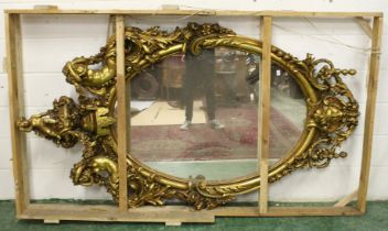 A SUPERB LARGE LOUIS XVITH DESIGN GILT MIRROR with scrolls, acanthus, masks and cupids 7ft 6ins long