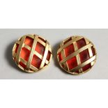 A PAIR OF CHARLES JOURDEN DESIGN EAR RINGS.