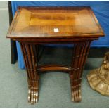 A GOOD NEST OF FOUR MAHOGANY TABLES on turned supports.