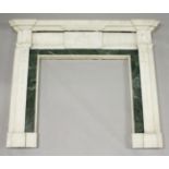 A GOOD 18TH CENTURY ADAM WHITE MARBLE FIREPLACE with panels of cherubs, chariots and columns with