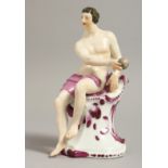 A MID 18TH CENTURY VIENNA FIGURE OF PARIS holding an apple, bee hive mark.