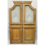 A LARGE PAIR OF VICTORIAN END PANEL PARTITIONS, with etched glass panels. 7ft 4ins high, each