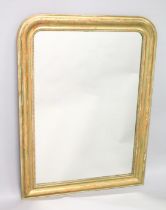 A VICTORIAN GILDED WALL MIRROR 2ft x 4ft.
