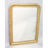 A VICTORIAN GILDED WALL MIRROR 2ft x 4ft.