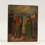 A SMALL ICON, CHRIST REDEEMER AND SAINT. 5.25ins x 4.25ins