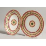 RUE THIROUX or FABRIQUE DE LA REINE PORCELAIN DISH AND PLATE, painted with puce husks and trailing