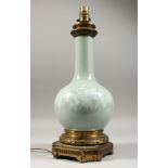A GOOD 19TH CENTURY FRENCH PORCELAIN PATE SUR PATE DESIGN GLOBULAR VASE as a lamp with an ormolu