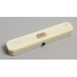 A GEORGIAN IVORY AND GOLD TOOTHPICK CASE. 2.75ins long.