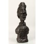 AFTER ALBERTO GIACOMETTI (1901 -- 1966) SWISS A CAST BRONZE BUST OF A MAN, from an original