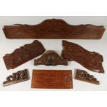 SEVEN PIECES OF CARVED WOOD, brackets, etc..