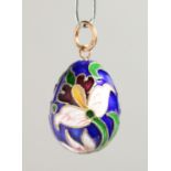 A RUSSIAN SILVER ENAMEL EGG PENDANT.