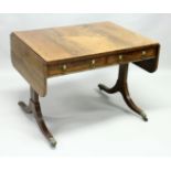 A REGENCY ROSEWOOD SOFA TABLE, of rounded rectangular form, with two frieze drawers, two drawers