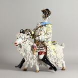 A SUPERB LARGE PORCELAIN GROUP "COUNT BRUHL'S TAILOR". 16ins high.