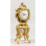 A GOOD MINIATURE LOUIS XVI STYLE ORMOLU CLOCK, with drum movement