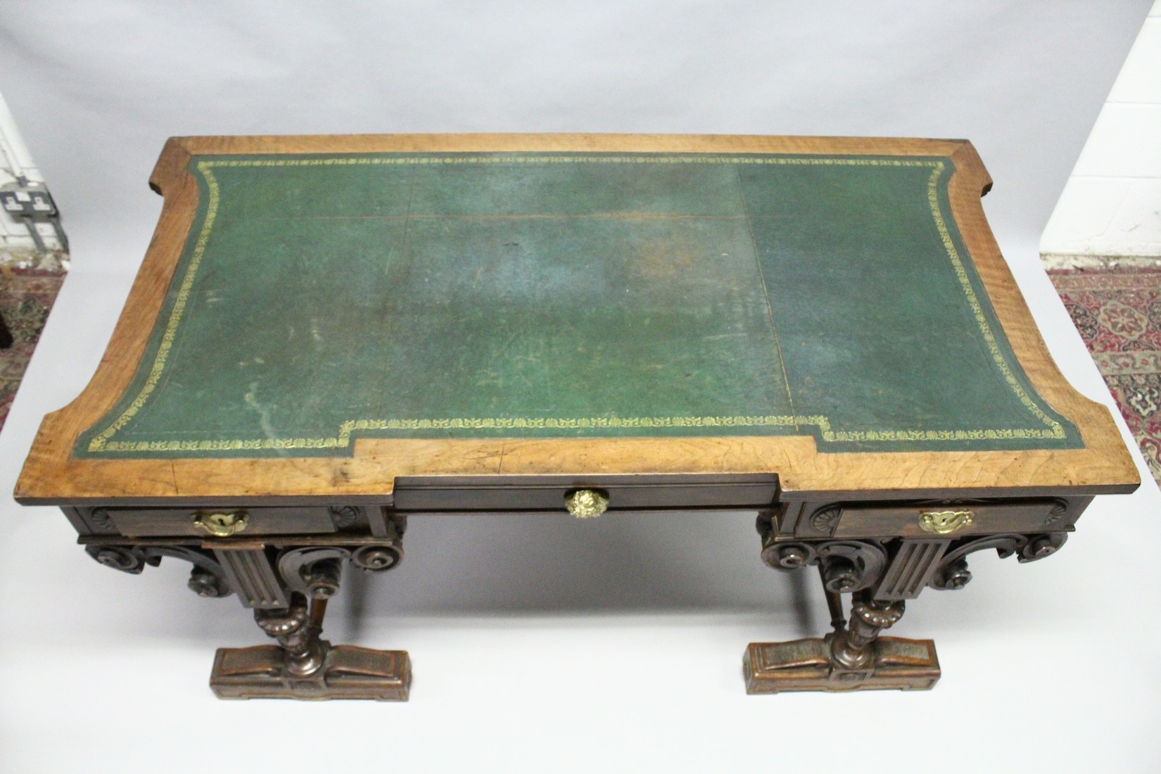 A VICTORIAN WALNUT DESK by MORANT, BOYD & BLANDFORD, 91 NEW BOND ST., the rectangular top of - Image 8 of 11