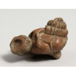 A CARVED WOOD SNAIL NETSUKE