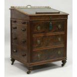 A SUPERB LARGE REGENCY GILLOW DESIGN MAHOGANY DAVENPORT, the rising top with leather writing panel