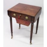 GILLOW OF LANCASTER, A GOOD 19TH CENTURY MAHOGANY DROPLEAF WRITING / WORKTABLE, with a fitted