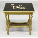 A SUPERB 19TH CENTURY DERBYSHIRE ASHFORD MARBLE TABLE inset with coloured marbles, including lapis