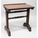A 19TH CENTURY MAHOGANY METAMORPHIC RISE AND FALL READING TABLE, with a rectangular joined top