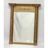 A LATE 19TH CENTURY GILT FRAMED PIER MIRROR, with ball applied cresting, applied decoration to the