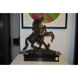 After Coustou, a good pair of cast bronze ‘Marley Horses’ on marble bases, one engraved Africa,