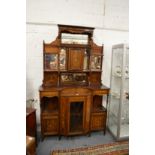 A good Victorian rosewood and marquetry inlaid mirror back cabinet.