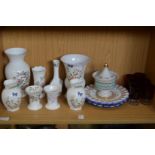 A quantity of Aynsley and other decorative china and a set of six ruby glass wine glasses.