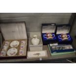 Decorative boxed china to include an Aynsley set of six coffee cups and saucers.