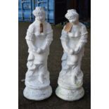 A pair of large white painted composite classical garden female figures.