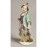 A MEISSEN FIGURE OF A FEMALE TURK standing on a scroll moulded base, the base impressed '25, c.