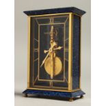 A VERY GOOD JAEGER-LECOULTRE LAPIS LAZULI CLOCK. Ref No. 481, cased, 4.5ins high.
