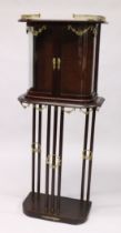 A 19TH CENTURY FRENCH DISPLAY CABINET, the top section with a pair of glass doors and sides on an