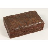 A ROYAL ARTILLERY CARVED WOOD BOX. 7.5ins