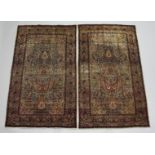 A GOOD PAIR OF PERSIAN KIRMAN CARPETS, beige ground with all over floral design. Each 7ft 4ins x 4ft