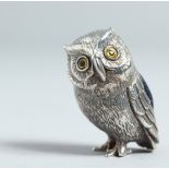 A CAST SILVER OWL PIN CUSHION.