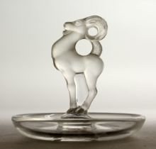 A LALIQUE PIN TRAY. 3.5in high.