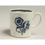A PENNINGTONS LIVERPOOL BLUE AND WHITE CAN, Gillyflower Pattern, circa. 19790.