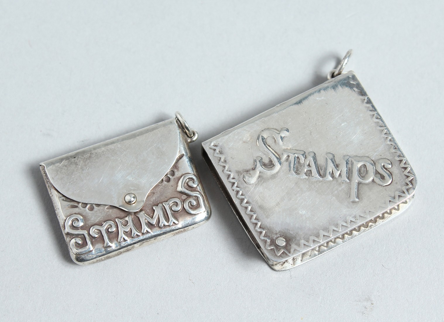 TWO SILVER SNUFF BOXES.