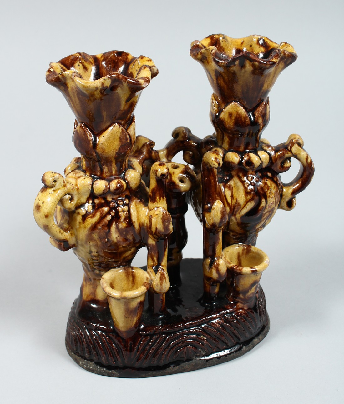 A TURKISH POTTERY PEN STAND 8ins