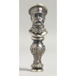 A RUSSIAN SILVER DESK SEAL as a man, with diamond leaves. 3ins high.