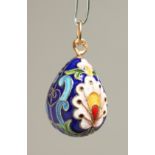 A RUSSIAN SILVER AND ENAMEL EGG PENDANT
