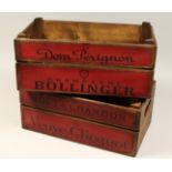 A PAIR OF BOLLINGER WOODEN CRATES 17ins