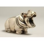 A GOOD RUSSIAN SILVER HIPPO, 2.75 ins long Mark, HEAD, 84 AND Faberge mark.